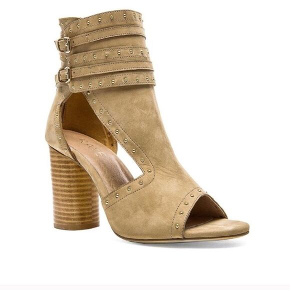 RAYE Tan Studded Stacked Heels Shoes - Picture 1 of 7